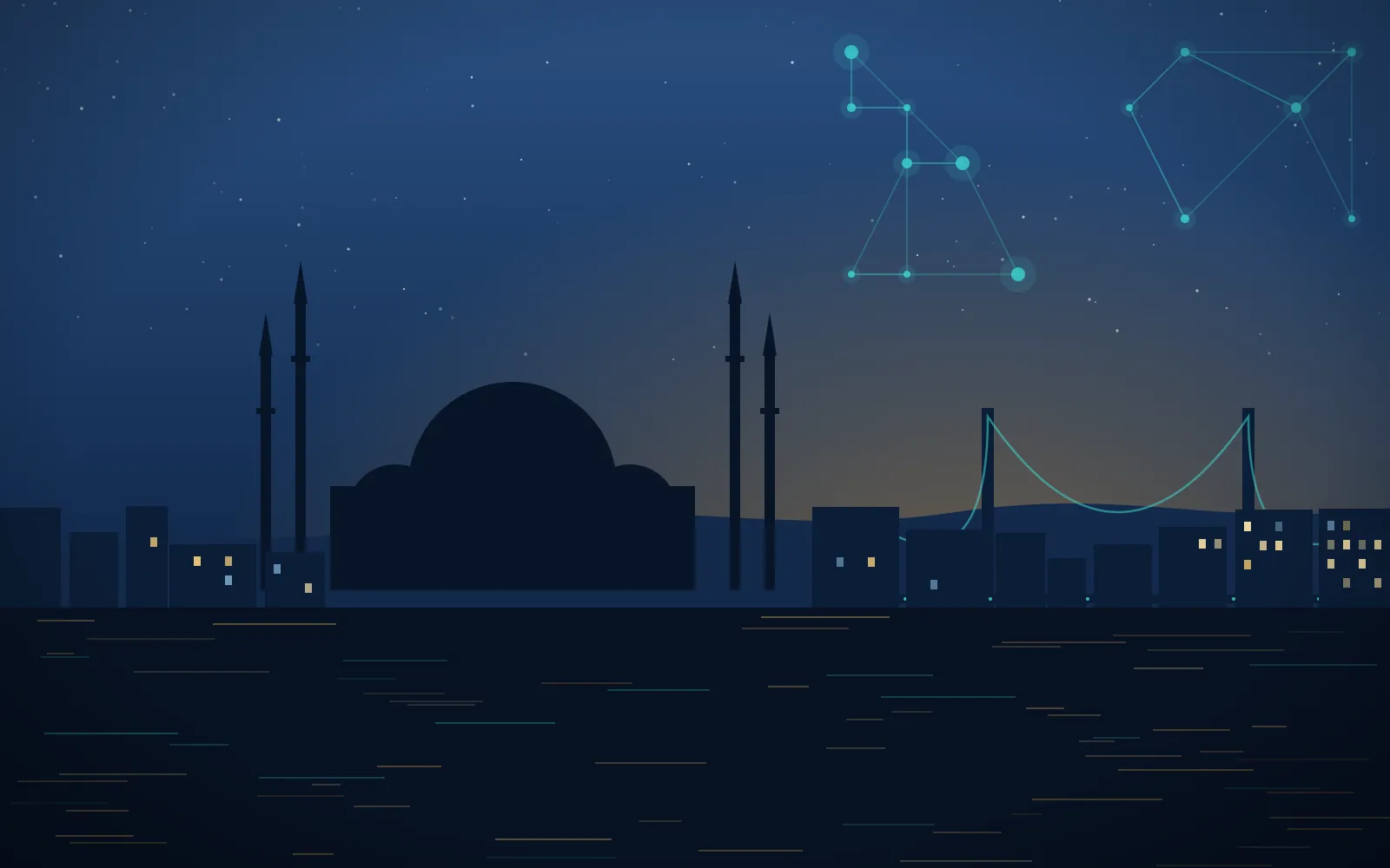 Mavi saatte İstanbul silüeti